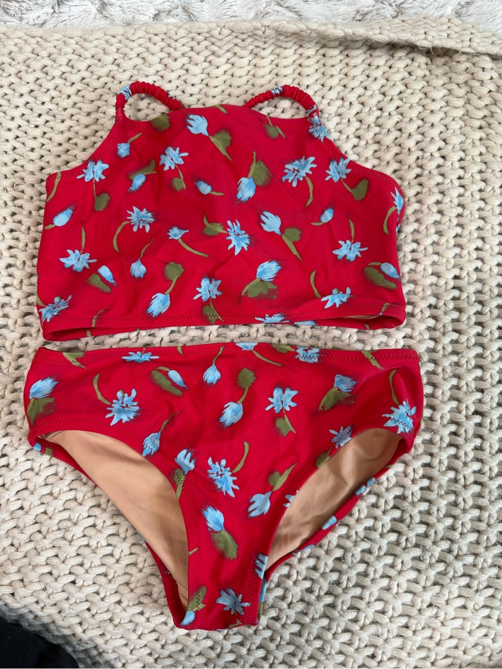 J Crew (crewcuts)Red Floral Two-Piece Bikini Set Sz:8